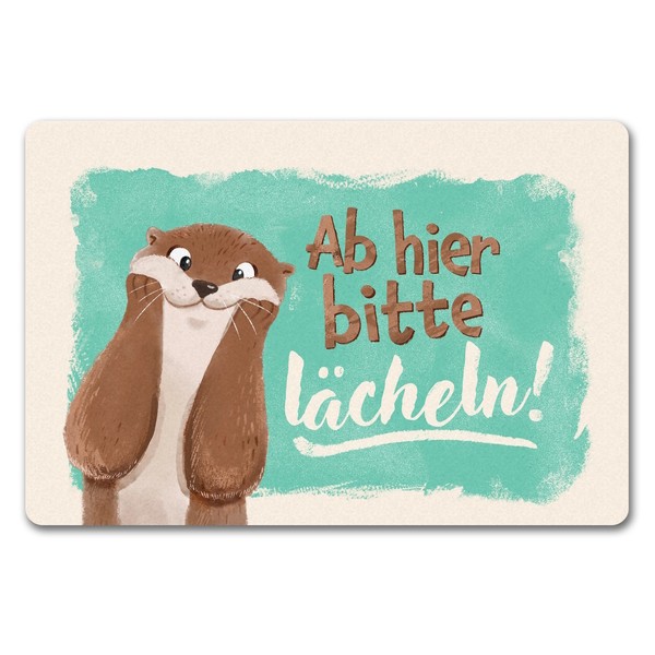 Lachender Otter FußMatte In 40X60 Cm Ohne Rand Mit Spruch Ab Hier Bitte LäCheln-image