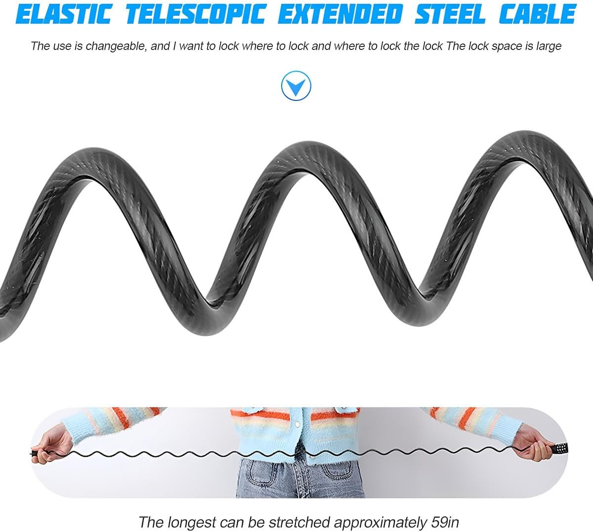 Retractable Small Bike Cable Lock with 4 Digit Combination Code, Anti Theft Lock