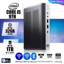 HP Mini Desktop PC Computer i5 9th, Up to 32GB RAM, 1TB SSD, Windows 10/11, WiFi