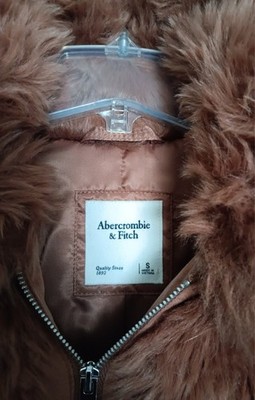 ABERCROMBIE & FITCH FAUX FUR ZIP-UP JACKET BROWN WOMENS SIZE S | eBay