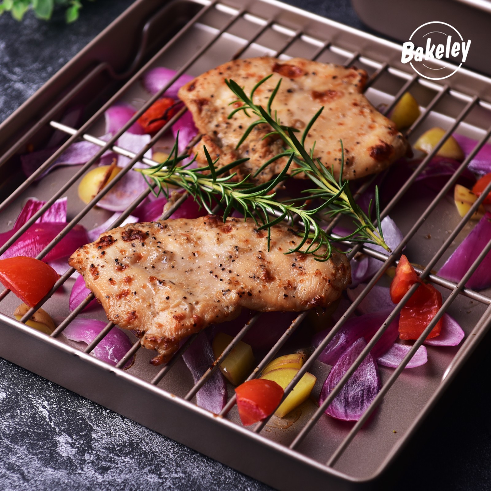 15-inch,Commercial Cookie Sheet Pan with Cooling Rack Nonstick ,Champagne Gold