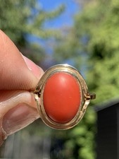 8ct Gold Natural Coral Ring, Antique 8k 333 2.6g