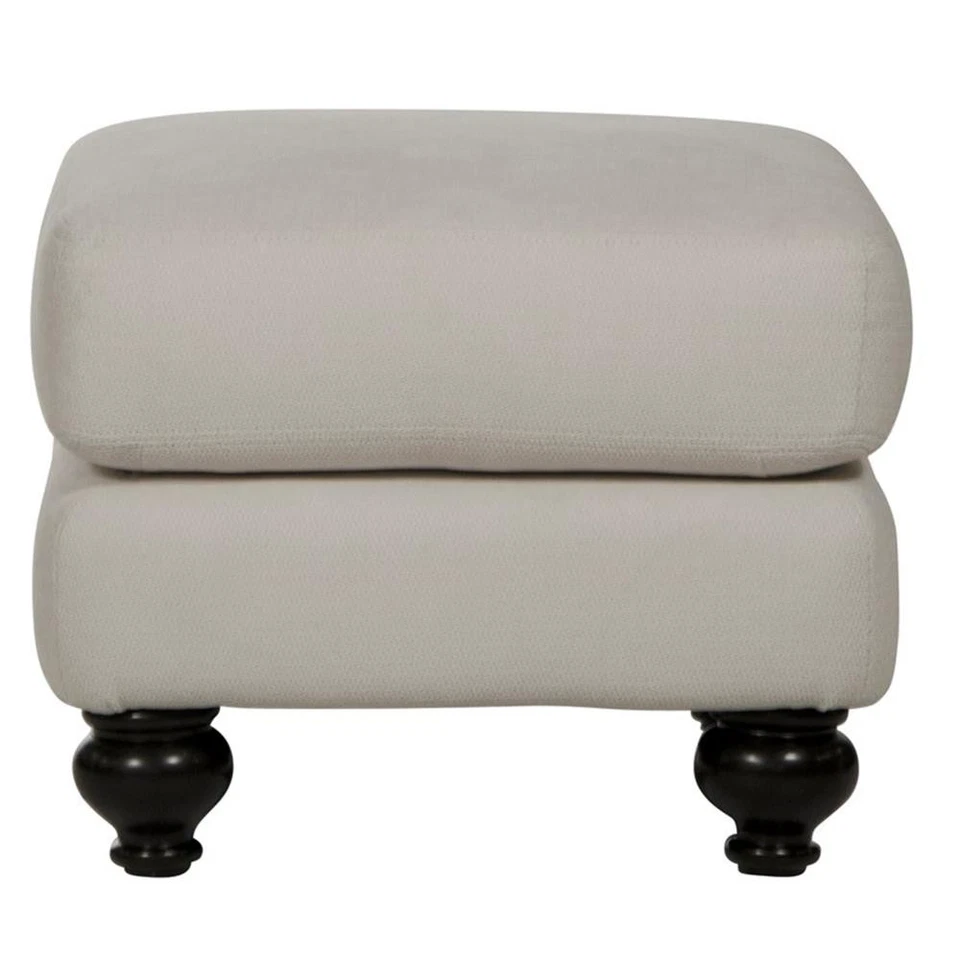 Catnapper Cora Ottoman in Plush Ecru "Off White" Polyester Blend Fabric - Image 2 of 4