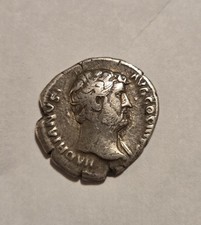 Hadrian Silver Denarius Salus & Serpent V. Good Condition Roman Coin 134-8 AD