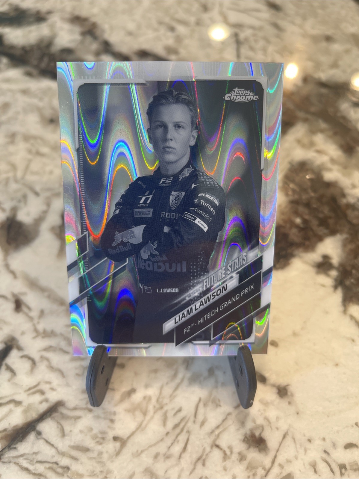 2021 Topps Chrome Formula 1 Liam Lawson #68 Black & White RayWave Refractor (RC)