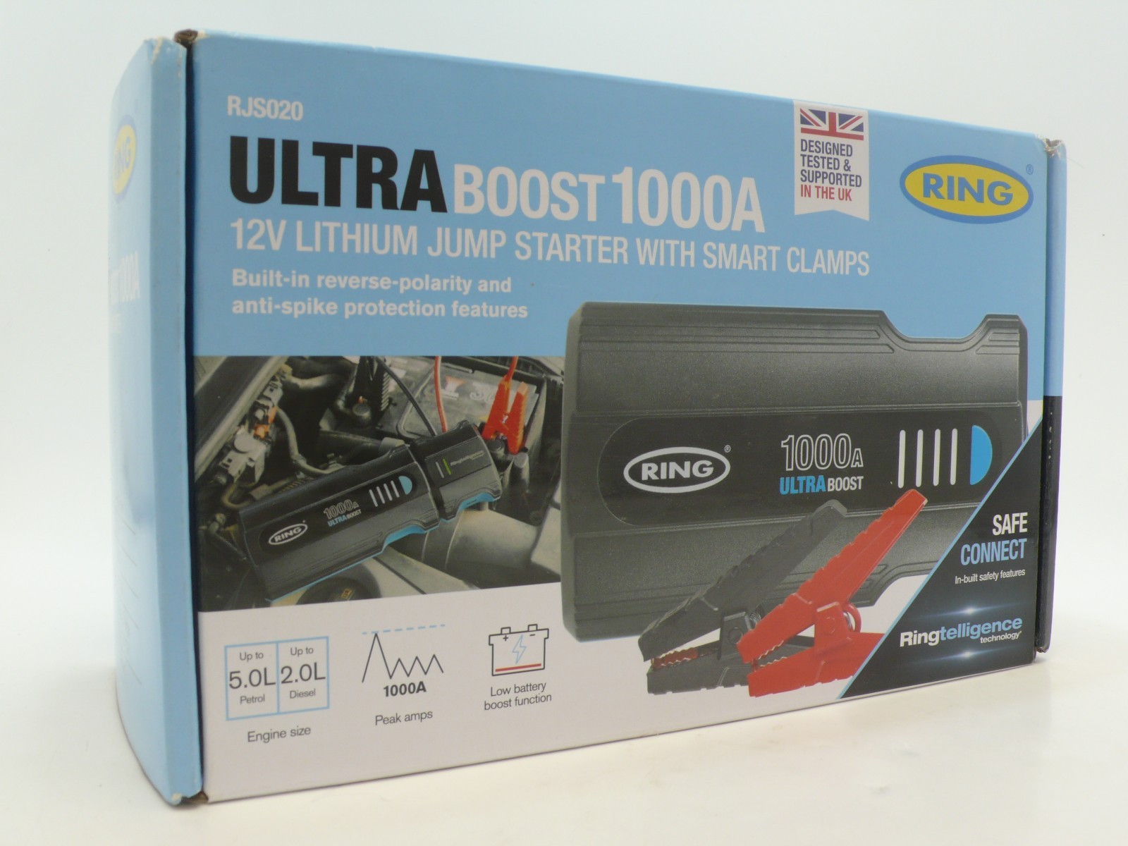 Ring Ultraboost 1000A Car Battery Jump Starter Power Pack - Safely Starts Up To 5 Litre Petrol And 2 Litre Diesel Engines - Battery Booster With Jump - Image 2