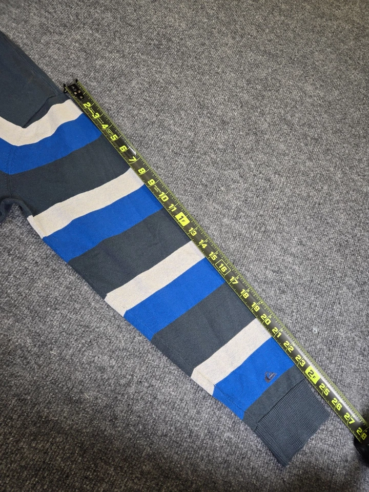 Quiksilver мужской большой полоски Crewneck свитер синий серый хлопок смесь серфинга коньков - Изображение 3 из 4