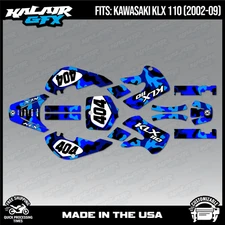 Graphics Kit for Kawasaki KLX110 (2002-2009) KLX 110 Invasion Series - Blue