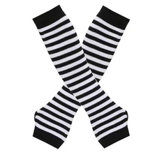  Designer Arm Warmers Gloves One Size Black & White Striped