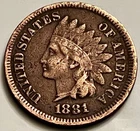 1881 Indian Head Cent Rough Surfaces Faint Liberty Detail (Cleaned) BN1813