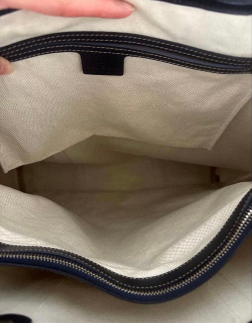 GUCCI GG Pattern Tote Bag Beige/Black Leather Large Authentic Vintage thumbnail 9