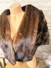 Vintage 1050s BROWN Mink Fur Stole Capelet Shawl MCM Wrap wedding Mob Wife Party
