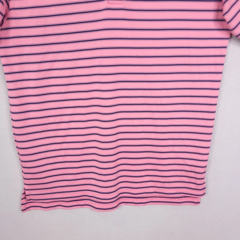 Camisa polo masculina de golfe Dunning tamanho M rosa listrada manga curta desempenho - Imagem 2 de 4