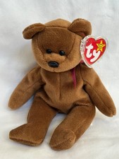 New 1993 TY Beanie Babies Teddy the Brown Bear Stuffed Animal Plush Bean Bag