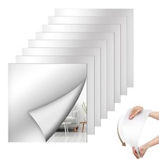 8 Pack Acrylic Mirror Tiles, 10 x 10 Inch Full Length Wall 10&times;10inch, Sliver