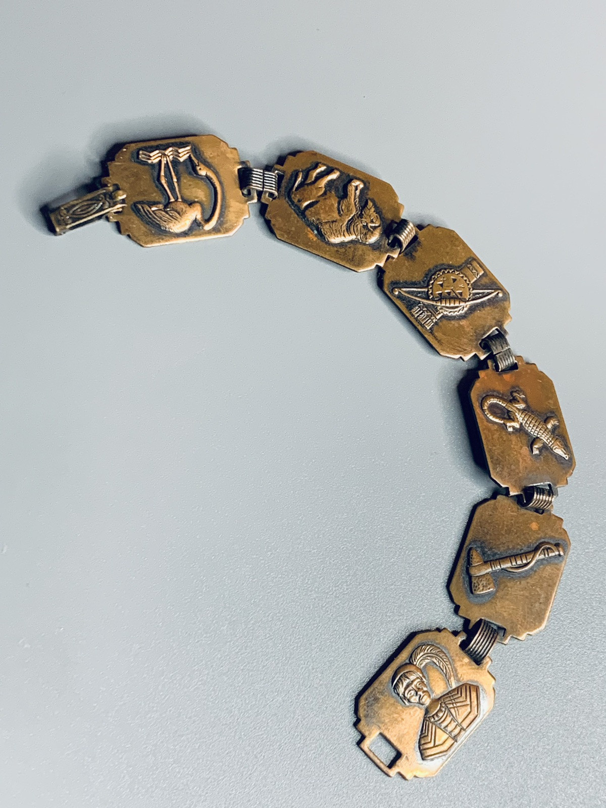 Native vintage solid copper station bracelet 7” - image 7