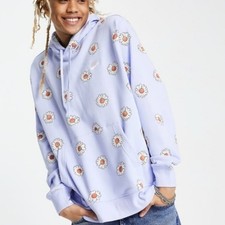 Nike Daisy floral print hoodie pullover light blue small AOP