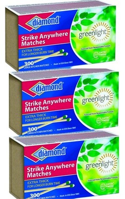 (3 boxes) Diamond Strike Anywhere Matches (300 per box/900 Total)  New Sealed