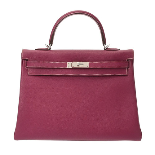 Hermes Kelly 35 Retourne Candy 730039 Handbag Epsom Leather Silver #WB348