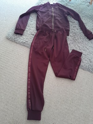BOXRAW Burgundy Tracksuit Size S Zip Up Top Cuffed Trouser Track