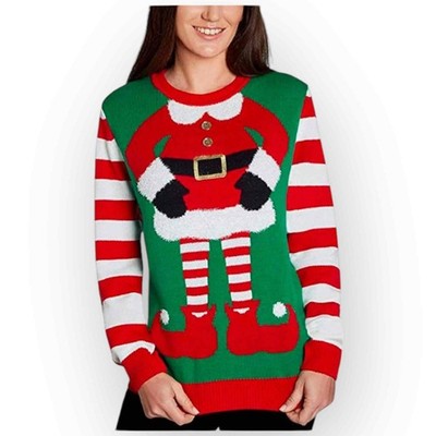 Jolly to Be Ladies Long Sleeve Crewneck Holiday Sweater, Green, Size M