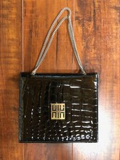 VINTAGE 1990 Antique Costume SM Black Chain Strap Evening Bag Handbag Purse