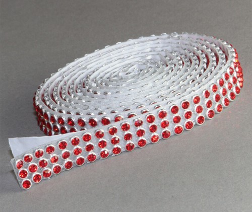 LIGHT SIAM Mesh Strassband SS8 Borte SELBSTKLEBEND 1cm 3 Reihen Rot BORTE - Picture 7 of 42