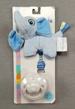 New Garanimals Blue Elephant Pacifier Holder & Pacifier