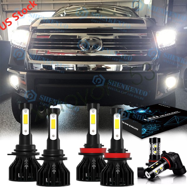 6000K LED Pkg Headlight High/Low Fog Light Bulbs Kit For Toyota Tundra