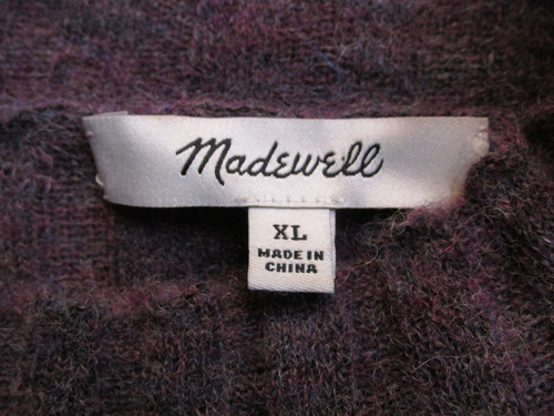 MADEWELL Mock Neck Sweater Size XL Purple Ribbed Wool Alpaca Blend Lightweight - Picture 3 of 9