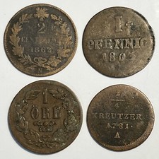 1781 1/4 Kreutzer Austria 1803 1 Pfennig German 1858 1 Ore Sweden 1862 2c Italy