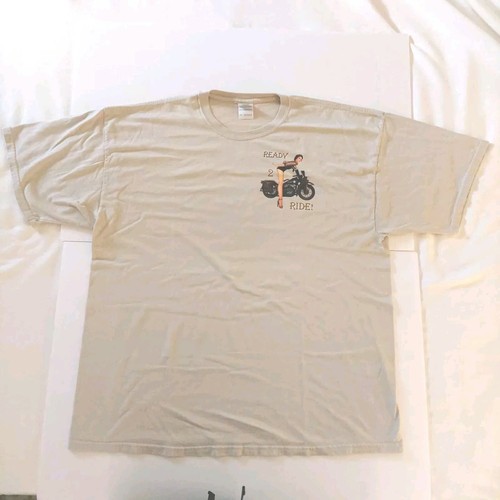 Men's XXL Short Sleeve T-Shirt Ready To Ride Biker Blend Motorcycle Pin-Up Girl - Imagen 3 de 11