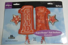 Anagram #1 Grad SuperShape 28" x 21" Graduation Red Foil Helium Balloon #17334