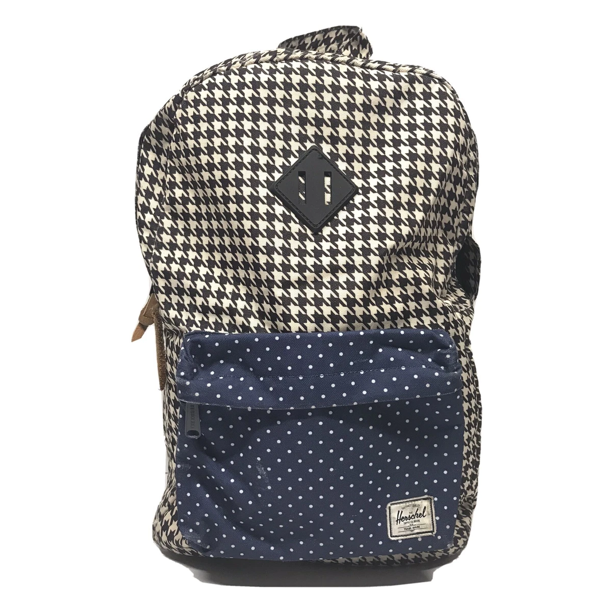 Herschel Supply Company Heritage White Canvas Houndstooth Geometric Backpack