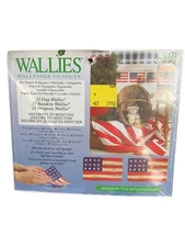 WALLIES Wallpaper Cutouts 25 AMERICANA FLAGS Pre-Pasted #12114 American Flag NEW
