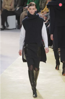 Jupe CÉLINE Phoebe Philo - Taille 36 - Cuir Et Laine - Style Crayon - Occasion Très Bon État