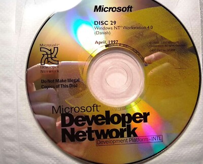 Windows NT Workstation 4.0 Full Version Danish Install CD w