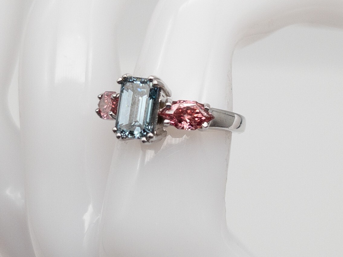 $100,000 FANCY BLUE PINK 3.51ct Natural Diamond HPHT 18k White Gold ...
