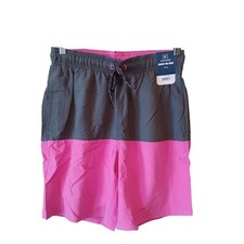 George Men's Pink/Gray Swim Shorts-S- 28-30 -UPF 50 -Above Knee