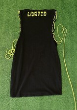 Women’s Black and yellow mini dress with adjustable sides size L