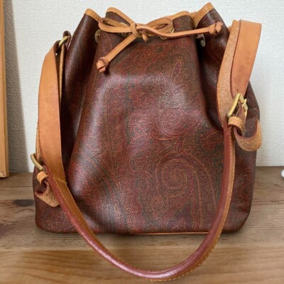 ETRO Shoulder Bag Drawstring Type Paisley color brown Women fashion goods Italy