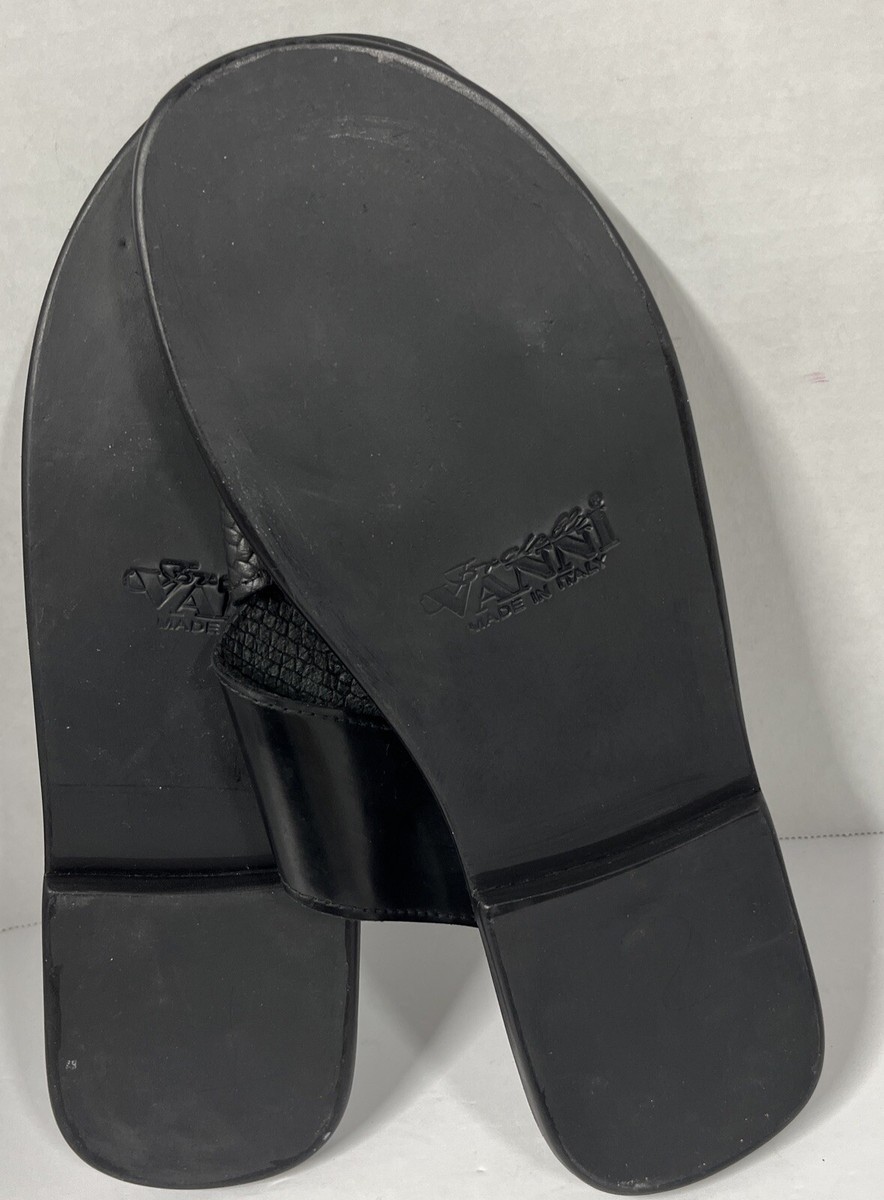 FRATELLI VANNI Men's Black Leather Slide Sandals Size 45 / 11.5