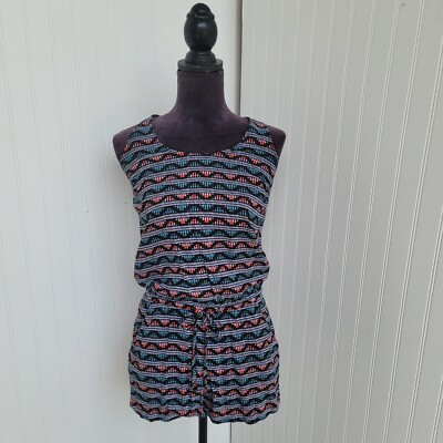 Old Navy Romper Womens Black Blue Red Sleeveless Rayon