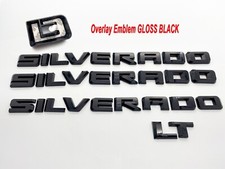 Fit 2019-2025 Gloss Black Silverado Lt Emblem Nameplate Badge Kit Overlay