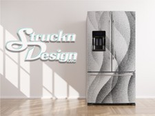 Black White Retro Halftone Dots Waves Fridge Freezer Wrap Side Door Vinyl Decal