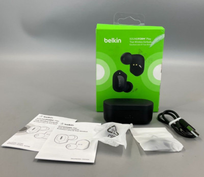 Belkin SoundForm Play True In Ear Headphones black AUC005B NEW OPEN BOX      ️