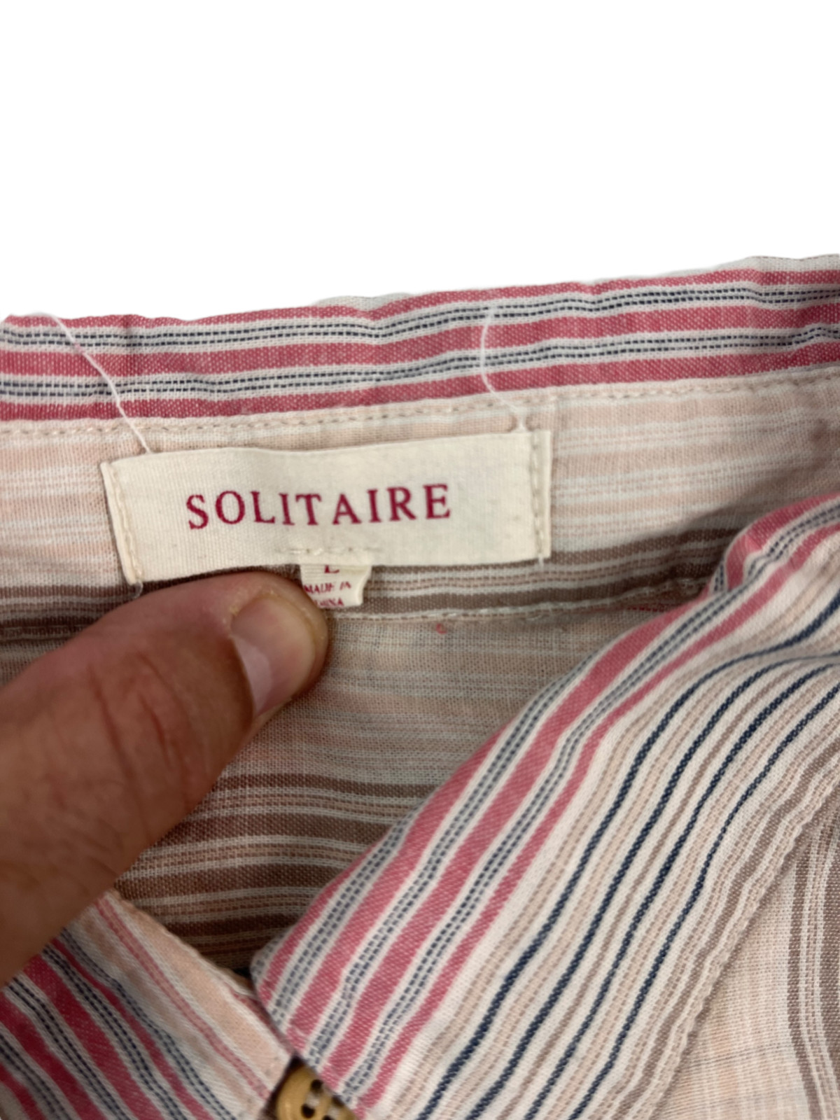Solitaire Women's Collared Split Hem Roll Tab But… - image 3