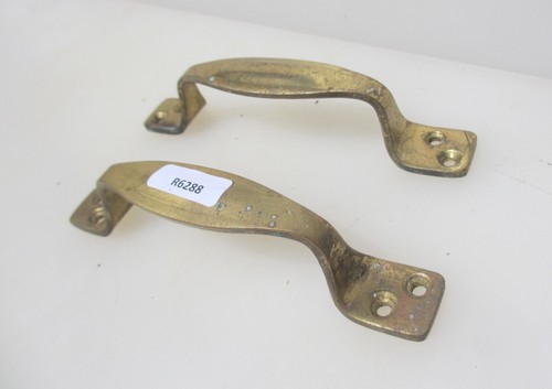 Vintage Brass Door Handles Cupboard Pulls Drawer Old Sash Lifts Trunk Box 5" - 第 4/10 張圖片