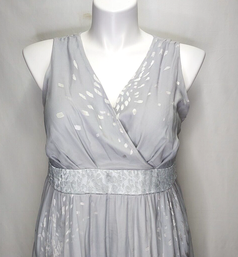 Lane Bryant Crisscross Bodice Dress Womens Size 16 Gray Silver Sleeveless Fancy - Picture 2 of 18