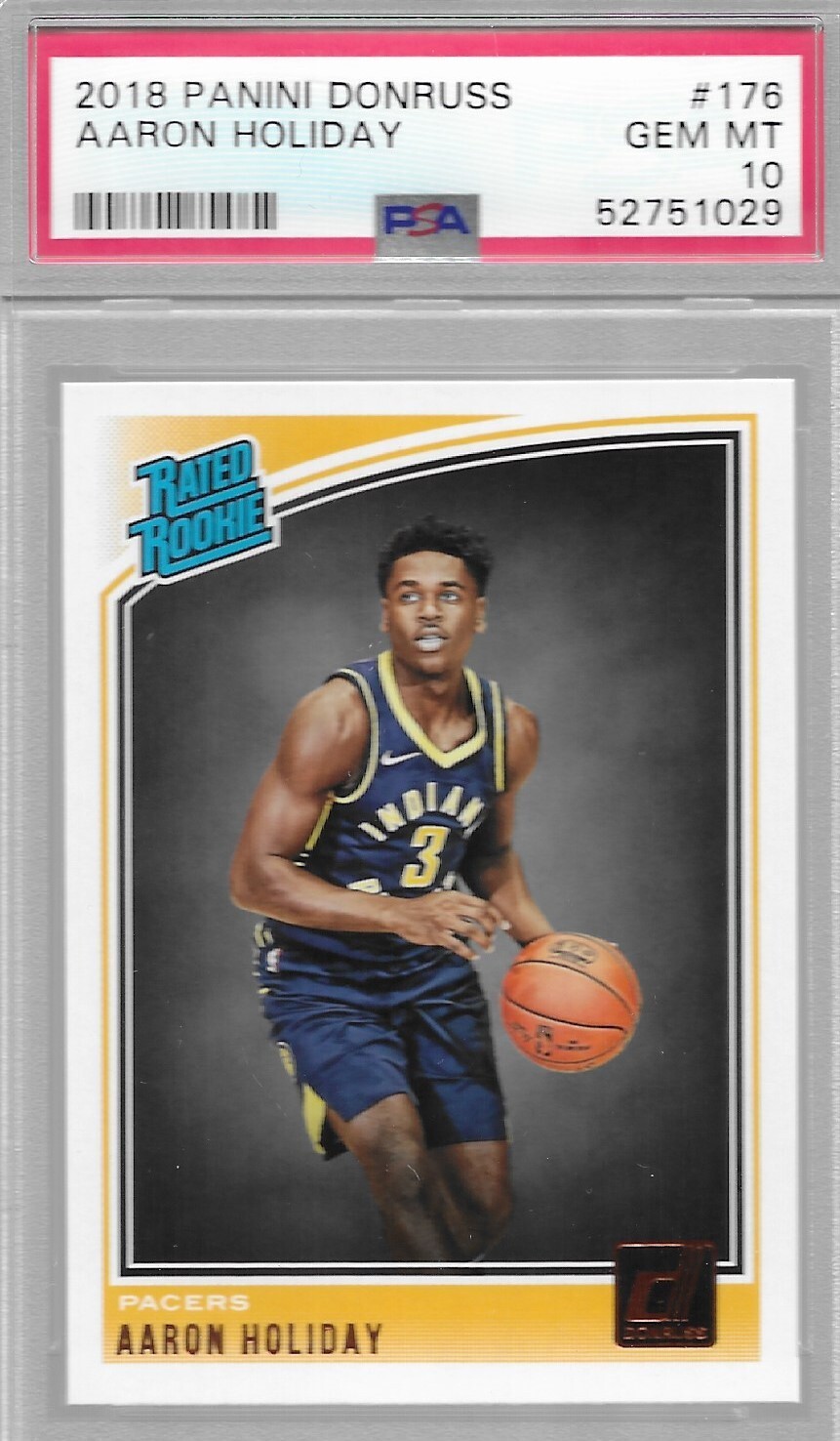 2018 Panini Donruss Aaron Holiday Rated Rookie RC #176 Indian Pacers PSA 10
